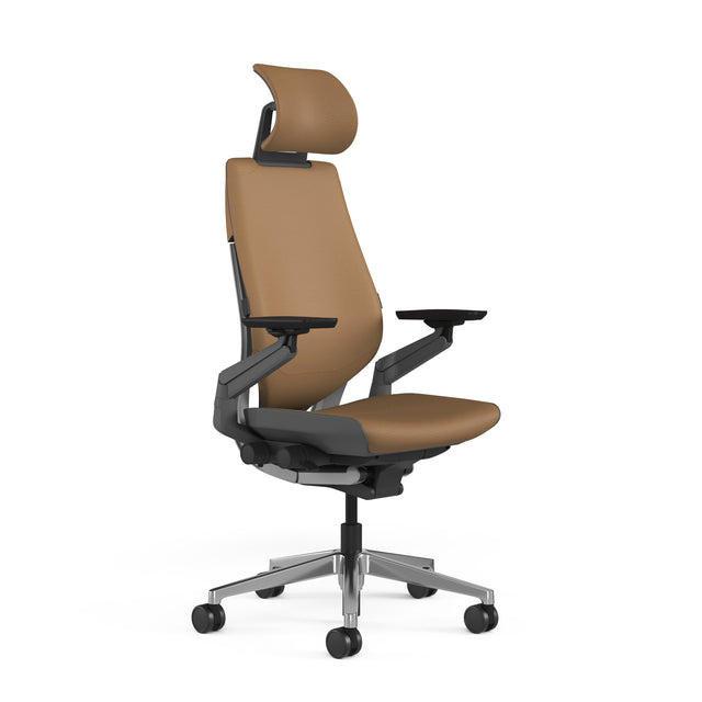 Steelcase Gesture - Ergonomic Office + Gaming Chair - Mocha Montana Leather w/Aluminum Base No headrest - Steelcase Hong Kong