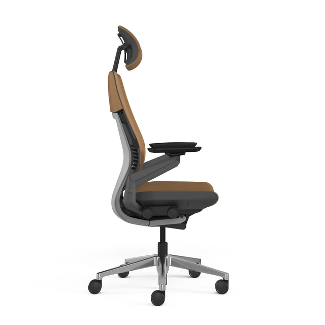 Steelcase Gesture - Ergonomic Office + Gaming Chair - Mocha Montana Leather w/Aluminum Base No headrest - Steelcase Hong Kong