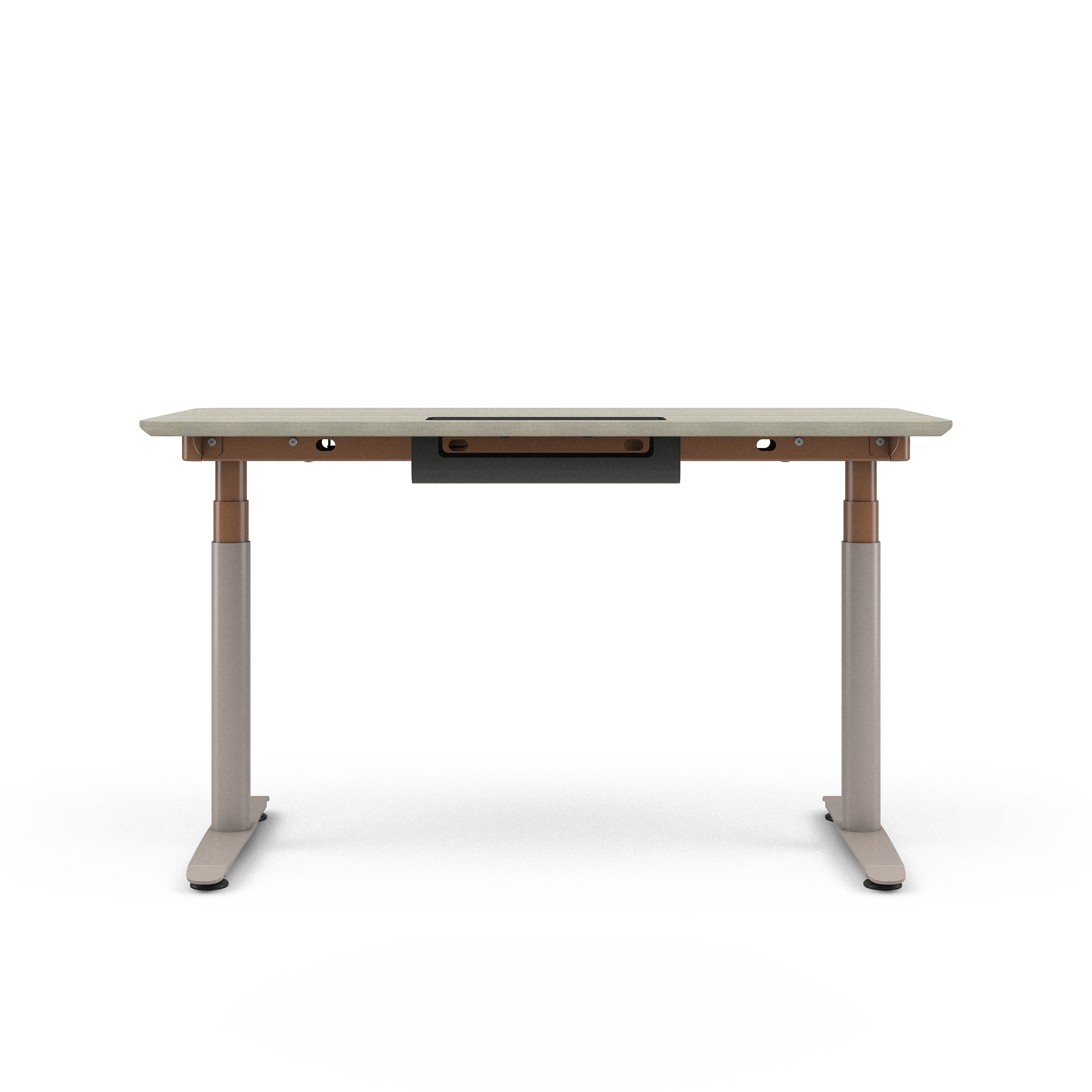 Grey Oak Top with Chamfered Edge; Matte Copper + Nickel Base