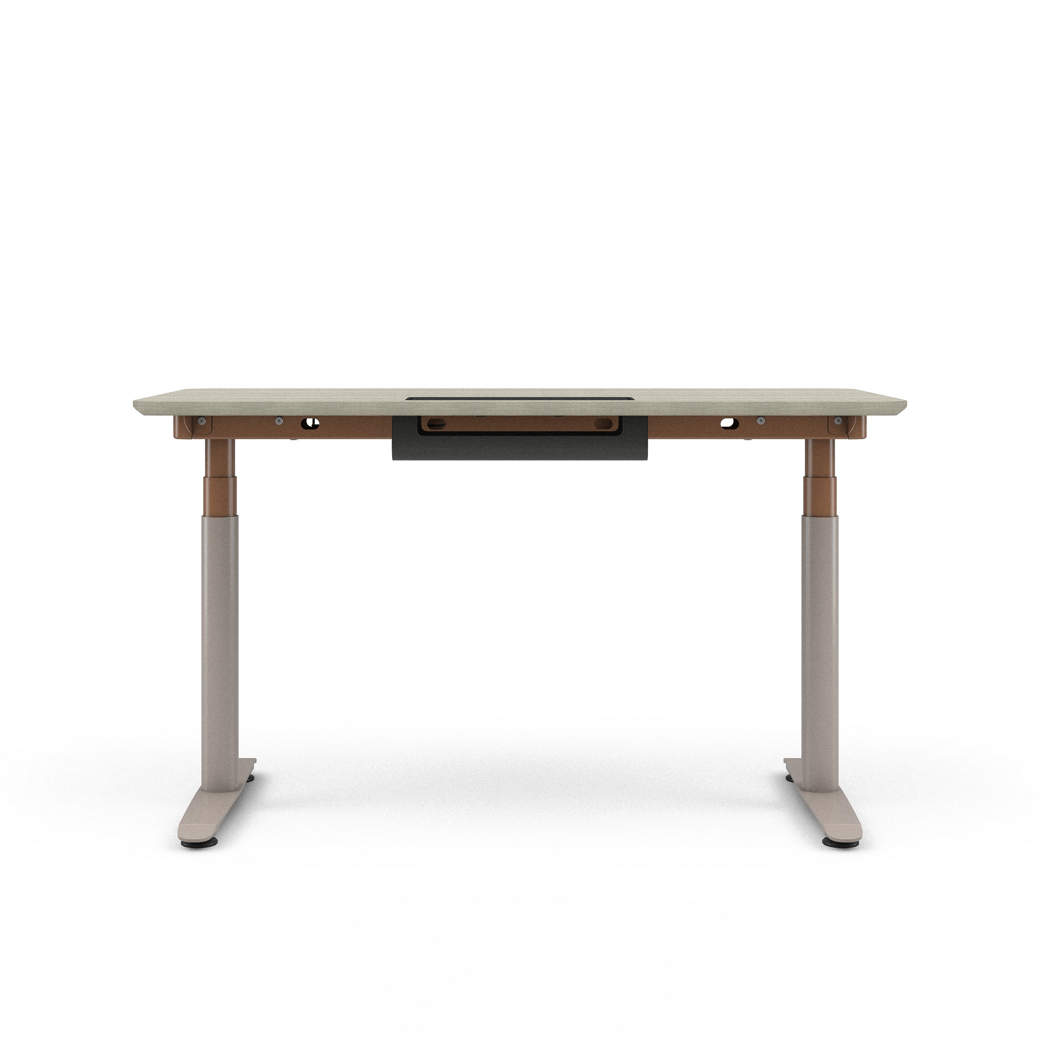 Grey Oak Top with Chamfered Edge; Matte Copper + Nickel Base
