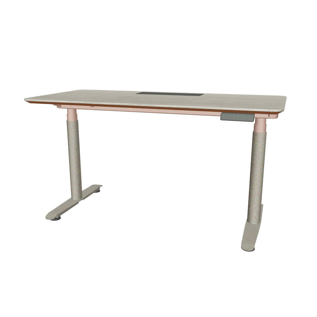 Grey Oak Top with Chamfered Edge; Matte Copper + Nickel Base